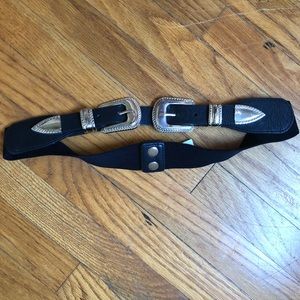 Double buckle black belt
